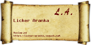 Licker Aranka névjegykártya